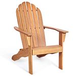 Giantex Adirondack Chair Outdoor Wooden W/Ergonomic Design Acacia Chair for Yard, Patio, Garden, Poolside and Balcony Adirondack Deck Lounge Chair Armchair (1, Natural)
