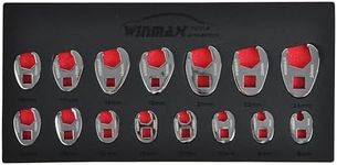 WINMAX TOOLS AUTOMOTIVE 1/2" and 3/8”Drive Crowfoot Wrench Set, 15 Piece Metric Crows Foot Wrench Sizes 8mm-24mm, Chrome-Moly Flare Nut Wrench Set