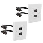 HDMI Wall Plate Panel Faceplate 2Pcs, Ancable Dual Port HDMI Wall Panel Socket Plug Jack Outlet Decorative Face Cover Mount Panel for Home Hotel Office Building