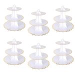 YAYODS 6 Pack 3 Tier Cupcake Stands, White Cardboard Cake Stands for Afternoon Tea, Dessert Tower for Party,Birthday,Anniversary, Wedding