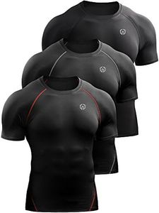 Neleus Men's 3 Pack Compression Baselayer Athletic Workout T Shirts,5022,Black,Black(Grey),Black(red),XL,EU 2XL