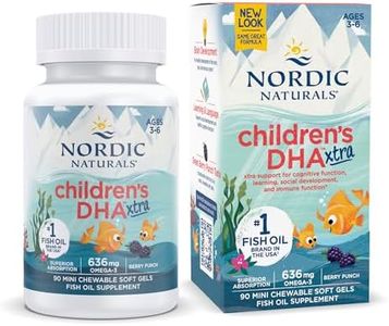 Nordic Naturals Children’s DHA Xtra, Berry Punch - 90 Mini Chewable Soft Gels for Kids - 636 mg Omega-3s EPA & DHA - Cognitive & Immune Function, Learning, Social Development - Non-GMO - 30 Servings