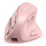 seenda Ergonomic Mouse, Wireless Vertical Mouse - Rechargeable Optical Mice for Multi-Purpose (Bluetooth 5.0 + Bluetooth 3.0 + USB Connection) Compatible Apple Mac, Windows Computers - Pink