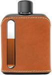 Ragproper Modern Glass Hip Flask - Durable Leather Covered Flask for Whiskey, Spirits, & Other Liquor - Ideal Glass Flask for Men & Women (Single Shot 100ml, Leather, Black & Tan)