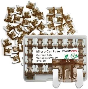 Chanzon 50Pcs 7.5A Low Profile Mini Micro Blade Fuse 7.5 Amp 32V Fast Blow Fuses for Automotive Car Truck Vehicle SUV