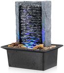 Tabletop Fountain Indoor Waterfall Fountain Rock Waterfall Indoor Fountain LED-Lights Water Feature Waterfall for Modern Home and Office Indoor Decoration