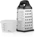 Joeji's Kitchen Cheese Grater - 6-Sided Grater with Container Hand Grater Slicer Chopper Zester Non-Slip Stainless Steel Multipurpose for Potato Grater Cucumber Slicer and Cheese