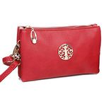 Womens Small Clutch Bags with Wristlet and Long Adjustable Strap (Red)