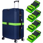 Luggage Straps for Suitcases TSA Approved - Neon Green, 4 PK - Premium Nylon Belts for Suitcase, Briefcase & Travel Bag - Adjustable Strap Length 1-2 Meter