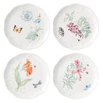 Lenox Butterfly Meadow 4-Piece Accent Plate Set, 3.79, Multi,White