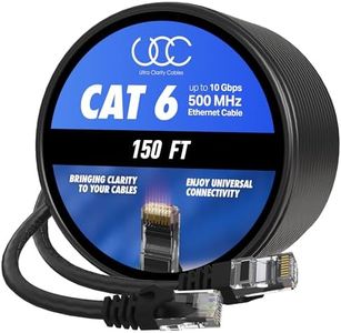 Cat 6 Ethernet Cable 150 ft, 10Gbps High Speed Ethernet Cable, Long Ethernet Cable Outdoor&Indoor, Rj45 Cat6 Cable Internet Cable for Computer, Router, Modem, PS4/5, Xbox, Gaming- Black