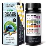 Health Metric Hot Tub and Spa Test Strips - 50 ct - 4 in 1 Swimming Pool Water Testing Dip Strip for Chlorine Alkalinity pH & Cyanuric Acid - Easy to Use Chemical Tester Kit