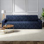Wakefit Printed 3 Seater Sofa Cover | Elastic Stretchable Sofa Slip Cover | Triple Seater Sofa Protector | Bekam,Blue