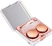 Portable Marble Surface Mirror Square Soaking Lens Case Lens Storage Soaking Case for Protecting Your Eyes(Rose Golden)