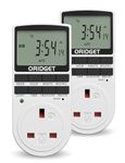 Digital Electrical Timer Plug Socket with 18 On-Off Programs, Countdown and Security Random Mode for Lights and Home Appliances, 24 Hour Weekly Programmable (13A / 2900W) (2 Pack)