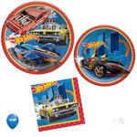 Hot Wheels Birthday Party Supplies Bundle | Hot Wheels Plates | Hot Wheels Napkins | Hot Wheels Cups | Hot Wheels Table Cover | Hot Wheels Tableware (Pack for 8)