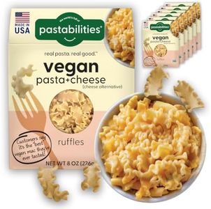 Pastabilities Vegan Ruffles - Mac and Cheese - Family Size – Serves 4, Wheat Based Pasta, Delicious Taste, Non GMO, Vegan Pasta and Cheese, 10g of Protein (6 Pack, 8 Oz)