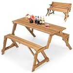 GYMAX Picnic Table, 2 in 1 Converti