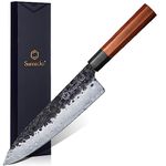 Sunnecko Japanese Chef Knife for Kitchen - 8 Inch Sharp Kitchen Knife All Purpose with 9CR18MOV 3-Layer High Carbon Steel Gyuto Knife with Octagon Rosewood Handle Professional Chefs Knife