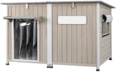 Gowoodhut Big Dog House Outdoor Dog Houses for Large Dogs Outside with Adjustable Vent Window, Removable Floor, Easy Assembly for Medium to Large Dogs(55" L x 29" W x 35" H)