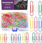 Swpeet 750Pcs 1.1/1.3/2 Inch Coloured Paper Clips Assorted Sizes Small, Medium and Large, Coated Metal Paper Clips Reusable Big Paper Clips Ideal for Office School Document Organizing