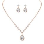 SANNIDHI® Necklace Set for Women Rhinestone Jewellery Set with Earrings Elegant Crystal Choker Necklace Drop Earrings Sets for Party Wedding Birthday Gifts for Girls, Women, Girlfriends, Wife