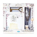 Me to You Tatty Teddy 21st Plaque, Glass and Key Gift Set- Official Signature Collection, White