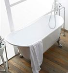 63'' Acrylic Clawfoot Freestanding Bathtub, Gracefully Shaped Freestanding Soaking Bathtub with The cUPC Certified，Anti-Cracking & Skid, Chroming Brass Overflow and Professional Design Drain