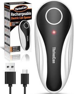 Can Opener Electric, Rechargeable One Press Automatic Can Opener, Side Cut Smooth Edge Hands Free, Fits All Can Sizes, Safe Kitchen Gadget Easy Use Tool for Seniors with Arthritis, Quick Open (Black)