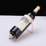 Kiwilon Metallic 2 Pieces Rose Gold Tabletop Single Bottle Wine Rack Minimalist Display Rack Wine Bottle Holder (Pack of 2)