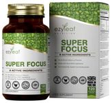 Ezyleaf Super Focus | L Tyrosine High Strength 750mg, Ginkgo Biloba, Taurine, Vitamin B12 Methylcobalamin | 120 Vegan Capsules Supplement | Coenzyme Q10, L-Phenylalanine | Caffeine Free, Allergen Free