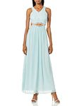 Speechless Junior's Full-Length Dress with Peek-a-Boo Jeweled Waist, Dark Mint, 13