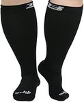 Tapesb Plus size compression socks wide calf men women knee high 20-30 mmhg breathable circulation xl 2xl 3xl 4xl 5xl, Black, XX-Large