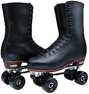 Chicago Skates Men's Premium Lifestyle Leather and Suede Lined Quad Rink Roller Derby Skate - Black - Size 8