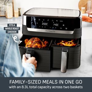 Tefal Easy Fry Dual Zone Digital Air Fryer, 8.3L – 2 Drawers, 8-in-1, Non-Stick, Black