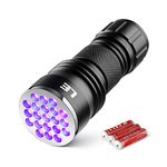 LE UV Light, 21 LED 395nm UV Flashlight, Pet Urine Stain Detector Black Light Flashlight, 3 AAA Batteries Included Ultraviolet Flashlight, Find Stains on Clothes, Carpet