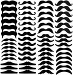 KICNIC 60 Pcs Black Fake Mustaches Self Adhesive (10 Designs) Novelty Hairy Beard Costume Facial Hair for Christmas Party Supplies Decorations, Suitable for All Ages