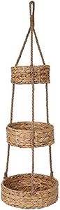 KINGWILLOW 3 Tier Hanging Fruit Basket, Handmade Natural Water Hyacinth Wall Vegetable Storage Baskets, Space Saver for Kitchen Organizing Plant Holder