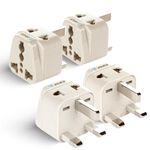 Orei India UK Plug Adapter, India to UAE, Hong Kong, Dubai, UK Adapter Plug - Type G Adapter - 2 in 1 - Perfect for Laptop, Camera Charger and More - CE - RoHS - Beige -4 Pack - 5 Years Warranty