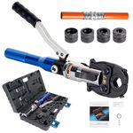 AMZCNC Professional Hydraulic Crimping Pliers - TH Contour Set Press Tool with 360° Rotating Head for Copper Pipe, Stainless Steel Pipe, Jaw Inserts TH