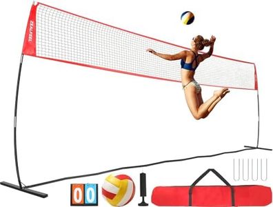 ZEALFEEL Volleyball Net, 20FT Volleyball Training Net Height Adjustable, Portable Freestanding Practice Net for Hitting or Serving Drills, Pop up Volley Ball Nets with Carry Bag for Backyard Outdoor