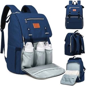 KeaBabies Diaper Bag Backpack, Waterproof Multi Function Baby Travel Bags (Navy Blue)