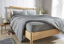 Olivia Rocco Teddy Fleece Extra Deep Fitted Sheet Cosy Warm Fluffy Fitted Bed Sheets, Single Grey