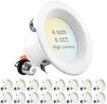 LUXRITE 16-Pack 4 Inch LED Recessed Can Lights, 14W=75W, 5 Color Options 2700K-5000K, 950 Lumens, Dimmable LED Retrofit Kit, Wet Rated, IC Rated, Recessed Ceiling Lights, ETL Listed, Baffle Trim