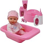 Baby Doll Bath Set with Bathtub & Playtime Accessories – Bath Time Playset for Kids, Girls, Toddler – Gift Pack with 12” Doll, Tub, Pretend Pacifier, Plastic Potty & More – 8pc Pink Play Kit Ages 3+…