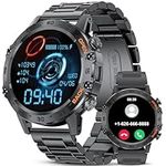 LIGE Military Smart Watch Men Answer/Make Calls,1.39" HD 400mAh Long Battary Fitness Tracker 100+Sports Modes Heart Rate Sleep Monitor, Outdoor Waterproof 2 Straps Smart Watch for Android IOS Black