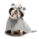 Barkbox Premium Absorbent Dog Towel - Quick Drying Hooded Bathrobe for Bath & Beach Trips, Luxurious & Soft Dog Bathrobe/Towel for All Breeds, Quick Drying Pet Towel for Dogs & Cats (Rhino, Medium)