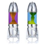 MATHMOS Fireflow Candle Lava Lamp Pair in Chrome - Set of 2 (Violet/Orange & Blue/Yellow)