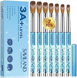 Saviland Acrylic Nail Brush Set -High Quality 3A+ Level Synthetic Bristles Blue Mermaid Princess Handle Acrylic Nail Brush 7 Sizes for Acrylic System Acrylic Application Size 4＃/8＃/10＃/12＃/14#/16＃