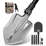 Zune Lotoo Tactical Shovel Survival Multitool 16 in 1 Compact Camping Shovel Folding High Carbon Steel Entrenching Tool Heavy Duty for Hiking Backpack Emergency Spade Car Truck Gift Survivalist